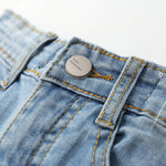 KIDSCOOL SPACE Baby Girl Boy Jean,D Ring Elastic Band Inside Ripped Denim Pants,Light Blue,12-18 Months