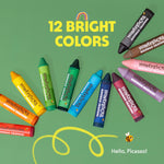 Honeysticks Super Jumbo Crayons (12 Pack) - 100% Pure Beeswax, Non Toxic Crayons for Toddlers 1-3, Extra Large Crayon Size, Easy to Hold and Use, Unbreakable Toddler Crayon, Eco-Friendly