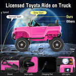 Costzon 24V 2 Seater Ride on Car for Kids, 4WD/2WD Switchable Licensed Toyota LC250 Ride on Truck w/Remote, Shovel, Music & Sounds, Electric Vehicle w/4-Wheel Spring Suspension for Ages 3+ (Pink)