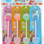 Kids Tongue Scraper or Cleaner Set – Pack of 4 BPA-Free Plastic Dental Scrapers Helps Freshen Bad Breath, Remove Gunk – Multicolored with Easy-to-Grasp Handles and Brush Covers by 55Dental, Ages 2+