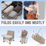 Portable 3-in-1 Baby Booster Seat, Cozy Floor Seat, Feeding Seat with Tray, Compact Foldable Toddler Booster with Child Safety Belt Carry Bag, Perfect for Travel (Sand Checker)