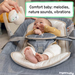 Ingenuity Gas Relief and Anti-Colic Baby Bouncer Seat and Rocker, Gentle Belly Massage to Relax and Soothe Bellies, Instant Tummy Soother, 20 Songs and Melodies – Parker