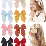 Doboi 8PCS Baby Girls Hair Clips Fable Hair Bows Cotton Linen Bows for Girls Hair Accessories for Baby Toddlers Kids