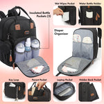 Dikaslon Diaper Bag Backpack with Portable Changing Pad, Pacifier Case and Stroller Straps, Large Unisex Baby Bags for Boys Girls, Multipurpose Travel Back Pack Moms Dads, Black