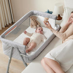 Bassinet Bedside Sleeper, Baby Crib for Newborn, Baby Bassinets Bedside Sleeper with 4 Auto-Lock & Adjustable Height, Breathable Mesh & Mattress, Bedside Bassinet