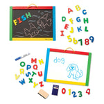 Melissa & Doug Magnetic Chalkboard and Dry-Erase Board with 36 Magnets (Numbers and Uppercase Letters), Chalk, Eraser, and Dry-Erase Pen