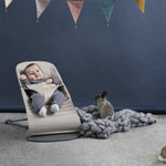 BabyBjörn Bouncer Bliss, Sand Gray, Cotton | 2-in-1 Adjustable Baby Bouncer Seat and Toddler Chair, Newborn to Toddler (8-29 lbs), 4 positions, Lightweight & Portable
