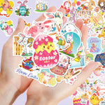 Holographic Easter Stickers for Kids, 100PCS Egg Bunny Stickers for Kids -Easter Egg Stuffers - Vinyl EasterEgg Games Crafts Activities Party Favors Basket Stuffers - Kids Gifts for Boys Girls