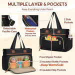 RAINSMORE Diaper Bag Tote, Large Diaper Baby Bag Waterproof Multifunctional Diaper Bag with Pacifier Case & Changing Pad