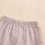 Arvbitana Toddler Kids Baby Boy Girl Gingham Seersucker Shorts Elastic Waist Striped Shorts Summer Casual Short Pants Bottoms (US, Age, 9 Months, 12 Months, D-Khaki)