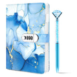 Koogel Diary with Lock for Girls Ages 8-12, A5 Journal with Lock 240 Pages, Kids Locking Secret Diary Writing Journal with Pen, Cute Birthday Gifts Stuff for Teen Tween Girls Age 8 9 10 11 12, Blue