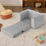 Zorvoxz Kids Couch, 2-in-1 Toddler Chair Comfy 1-3 Years Old, Convertible Kids Chair, Toddler Couch Sofa, Kid Sofa to Lounge Bed for Boys and Girls Gifts, Kids Recliner, Grey