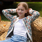 Infant Cardigan 3t 4t Toddler Girl Long Sleeve Floral Button Knit Sweater Cute Fall Winter Off-White Floral Knitwear Cardigans
