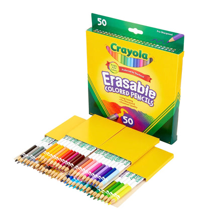 Crayola Erasable Colored Pencils (50ct), Bulk Colored Pencil Set, Pencils for Adult Coloring Books, Art Supplies, Holiday Gift for Teens, 6, 7, 8 [Amazon Exclusive]