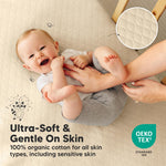 2-Pack Waterproof Crib Mattress Protector Cover Fitted - Quiet Baby Crib Mattress Pad Sheets, 52" x 28" Soft Quilted Cotton Baby Sheet, Machine Washable, Easy Fit, Durable (Khaki/Mavy)