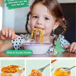 EIUBUIE Toddlers Silverware Set, 18/10 Stainless Steel Safe Kids Silverware, Cute Baby Utensils Reusable Metal Mirror Polished Child Flatware Cutlery Includes Fork Spoon Knife for Eating, 4 Pieces