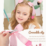 Hair Bows for Girls doboi 2PCS 4.5"Baby Hair Clips Pencil Ribbon Hair Accessories Hair Bow Alligator Clips for Baby Girls Toddlers Kids Teenagers Children Back to School Pink Bows in Pairs