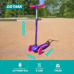 Gotrax KS1 Kids Kick Scooter, LED Lighted Wheels and 3 Adjustable Height Handlebars, Lean-to-Steer & Widen Anti-Slip Deck, 3 Wheel Scooter for Boys & Girls Ages 2-8 and up to 110 Lbs
