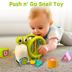 iPlay, iLearn Baby Snail Activity Cube, Toddler Montessori Toys for 1 Year Old, Infant Sensory Toy W/Shape Sorter Pull String for 6-9 12-18 Month, Developmental Birthday Gifts Boys Girls Age 2 3 Yr