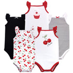 Hudson Baby Unisex Baby Cotton Sleeveless Bodysuits, Cherries, 3-6 Months