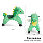 Radio Flyer Jade The Magical Dragon with Interactive Lights and Sounds, Ride On Toy for Toddlers Ages 1-3, Green Dragon Toy for Kids, Medium