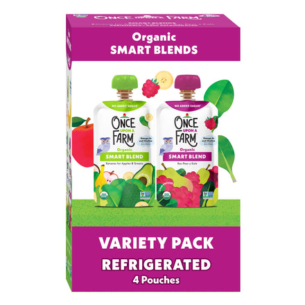 Box of Once Upon a Farm Organic Smart Blends Variety Pack on a white background
