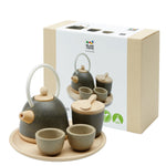PlanToys® Wooden Classic Tea Set for Montessori Inspired Pretend Play | Social Interaction, Communication and Imaginative Role Play | Eco Friendly Wooden Tea Time Set for Creative Learning