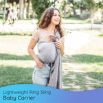 Ring Sling Baby Carrier - USA Lab Tested, 100% Natural Cotton Muslin, Breathable & Ergonomic Ring Sling Grey