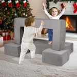 VEVOR Modular Kids Play Couch, Toddler Sofa Bed, Child Sectional Sofa with Removable Cover for Kids Girls & Boys, Grey