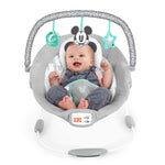 Bright Starts Mickey Mouse Comfy Disney Baby Bouncer in Cloudscapes Includes -Toy Bar with 3 Cute Toys, Plays 7 Soothing Melodies w/Auto Shut-Off, Age 0-6 Months