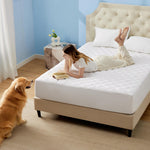 Bedsure Queen Mattress Protector, Quilted Waterproof Mattress Protector with Deep Pocket up to 22 Inches, Soft Breathable Noiseless Bed Pad Topper, Queen Bed Cover for Home, Bedroom, Hotel – White