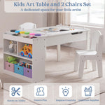 GABHX Kids Art Table and Chair Set, 3-in-1 Easel & Craft Table for Coloring Drawing Painting, Kids Art Desk Includes 6 Paint Cups, 6 Storage Bins & Paper Roll Holder