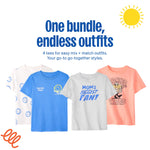 Garanimals Baby & Toddler Boy Mom Tees - Short Sleeve Tees - Kid's Casual Crew Neck - Size 3-6 Months - White, Blue, Orange, Light Grey - 4 Pack