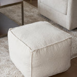 ZICOTO Beautiful Boucle Pouf Ottoman and Foot Rest - Elevate Your Living Room Decor with Lightweight Comfort and Charm - A Round Modern Foam Filled Foot Stool Perfect to Rest Your Feet