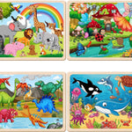 Wooden Puzzles for Kids Ages 4-6, 24 Piece Animals Puzzles for Toddlers,Jigsaw Puzzles for Kids Ages 3-5, Preschool Educational Puzzles Board Toys Gifts for Boys and Girls 3 4 5 6 Years Old