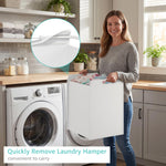 BOLUO White Changing Table with 3 Fabric Drawers and Laundry Hamper, Baby Dresser with Changing Table Top, Nursery Diaper Changing Station with Storage Modern