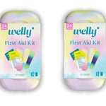Welly Quick Fix Colorwash, On The Go First Aid Kit, Assorted Bandages, Ointments, and Hand Sanitizer, Tie Dye Patterns, 2 Pack