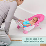 Bright Starts Disney Baby Minnie Mouse Foldaway 2-Position Baby Bath Seat, Adjustable Support for Sink or Bathtub, Ages 0-6 Months up to 20 Pounds, Machine-Washable Sling