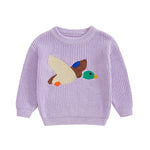 Baby Boy Girl Cute Long Sleeve Duck Embroidery Chunky Knitted Sweater Top Toddler Fall Winter Outfit (Purple Duck, 0-3 Months)