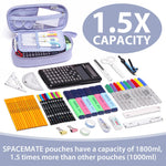 SPACEMATE Pencil Case Pouch Box Bag School Supplies Girls Boys Kids, Cute Preppy Stuff Large Big Capacity Aesthetic Pen Organizer, Back to College Stationary, Purple, Heavy Duty Canvas, 1800ml