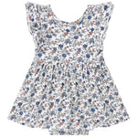 pureborn Baby GIrls Viscose from Bamboo Bodysuit Dress Ruffle Sleeve Romper Twirl Skirt Playwear Dresses French Blue Floral 3-6M