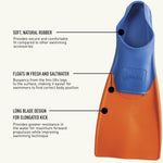FINIS Long Floating Fins , Blue/Orange, XXS (Jr. 11-1) (1.05.037.02)