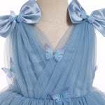 IMEKIS Butterfly Dress for Girls: 2nd 3rd Birthday Outfit Cake Smash Kids Princess Formal Toddler Easter Dress Baby Flower Tutu Tulle Tea Party Graduation Wedding Dusty Blue Butterfly 2-3T