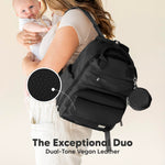 KeaBabies Diaper Bag Backpack - Small Multifunctional Travel Diaper Back Packs, Maternity Baby Changing Bags, 12L Capacity, PU Leather, Waterproof, Unisex, Nappy Changing Pad (Trendy Black, Small)