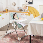 BABY JOY High Chair for Babies & Toddlers, Foldable High Chair w/Adjustable Height/Backrest/Footrest, Double Removable Tray, Book Holder & Storage Bag, Highchair for 6-36 Months Girls Boys (Green)