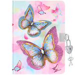 WERNNSAI 3D Butterfly Kids Diary for Girls, Secret Diary with Lock and Keys, Kids Journal Notebook Birthday Christmas Gift for 6 7 8-12 Year Old Girls, School A5 Lined Writing Drawing Notepad