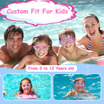 Vvinca Kids Swim Goggles, 180° Clear View Quick Adjusted Strap Swimming Mask with Ear Plugs Nose Clips for Swim Lesson, Anti-Fog No Leak Water Pool Goggles for Children Girl Boy Age 3-12 (Pink)