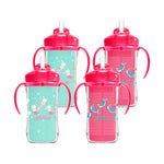 Dr. Brown's Milestones Insulated Sippy Cup with Straw and Handles, Spill-Proof Tumbler with Lid, Pink, 10 oz/300 mL, BPA-Free, 12m+, 4-Pack