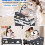 Saryocy Baby Changing Table with Storage, Versatile Folding Changing Table, Baby Changing Station, Removable Wheels, 4 Adjustable Height, Waterproof, Mobile Nursery for Infant and Newborn