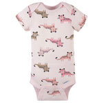Gerber baby girls 4-pack Short Sleeve Onesies Bodysuits Shirt, Leopard Pink, 6-9 Months US